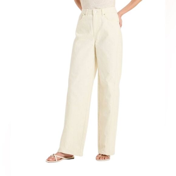 A New Day Cream High Rise Straight Denim Jeans Size 14 - Picture 1 of 9